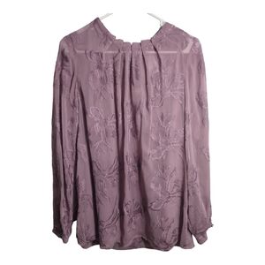 Chicos Embroider Pullover Crinkle Blouse Casual Office Preppy Party Top Sz 2/L‎
